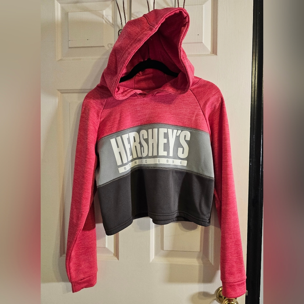 Hershey Brand Cropped Women's Hoodie Pink/Gray/Black